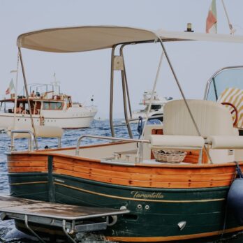 brown and white boat on sea during daytime