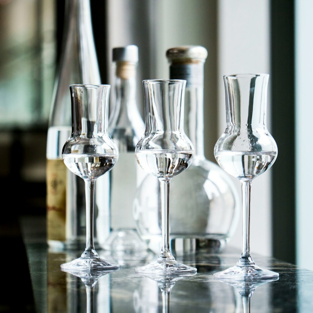 clear wine glasses on table